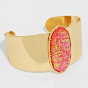 NWOT Opal Effect Orange Stone Golden Cuff Bracelet